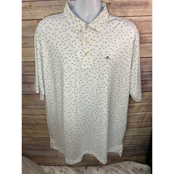 Peter Millar Polo Shirt Size 2XL White Blue Patterned Summer Comfort Golf Style - Picture 3 of 11